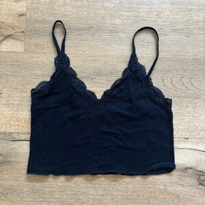Navy Lace Trim Cami Top